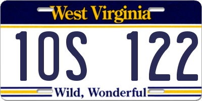 WV license plate 1OS122
