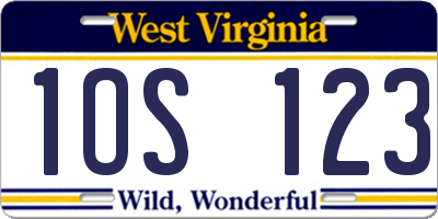 WV license plate 1OS123