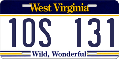 WV license plate 1OS131