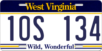 WV license plate 1OS134