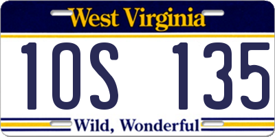 WV license plate 1OS135