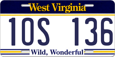 WV license plate 1OS136