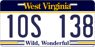 WV license plate 1OS138