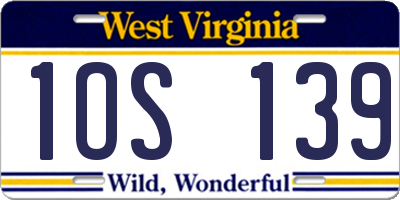 WV license plate 1OS139