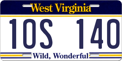 WV license plate 1OS140