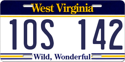 WV license plate 1OS142