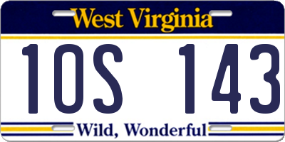 WV license plate 1OS143