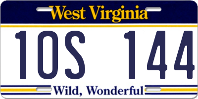 WV license plate 1OS144