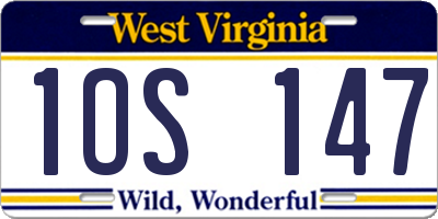 WV license plate 1OS147