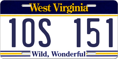 WV license plate 1OS151