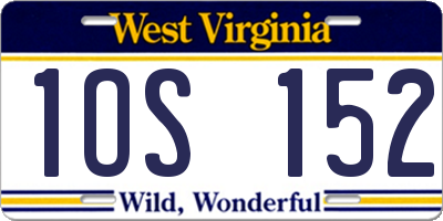 WV license plate 1OS152