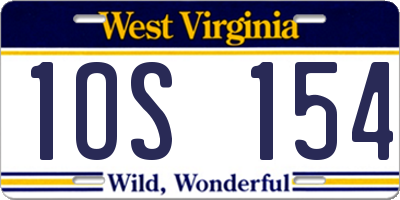 WV license plate 1OS154