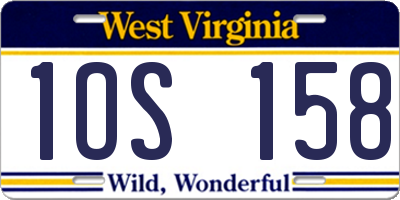 WV license plate 1OS158