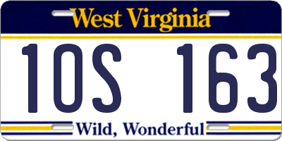 WV license plate 1OS163