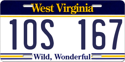 WV license plate 1OS167