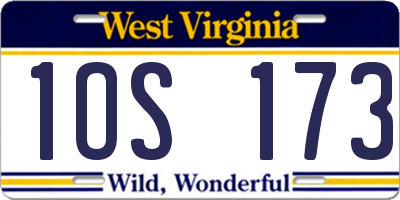 WV license plate 1OS173