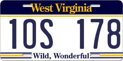 WV license plate 1OS178