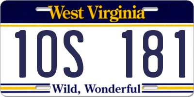 WV license plate 1OS181