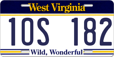 WV license plate 1OS182