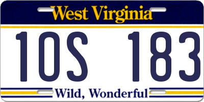 WV license plate 1OS183