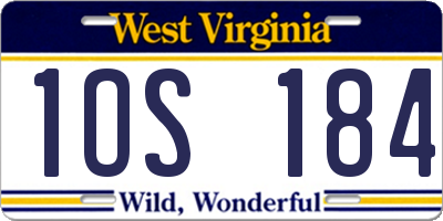 WV license plate 1OS184