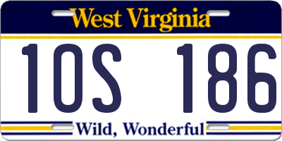 WV license plate 1OS186