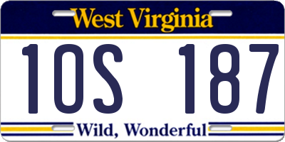WV license plate 1OS187