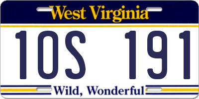 WV license plate 1OS191