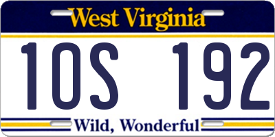 WV license plate 1OS192