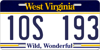 WV license plate 1OS193