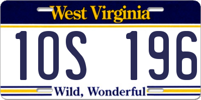 WV license plate 1OS196