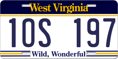 WV license plate 1OS197
