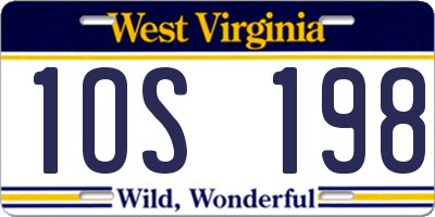 WV license plate 1OS198