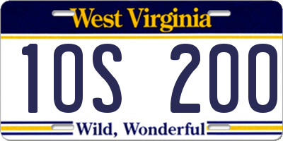 WV license plate 1OS200