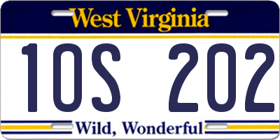 WV license plate 1OS202