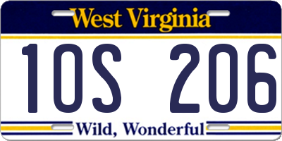 WV license plate 1OS206