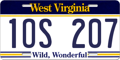 WV license plate 1OS207