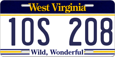 WV license plate 1OS208