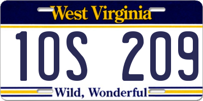 WV license plate 1OS209
