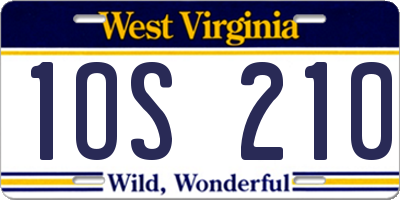 WV license plate 1OS210