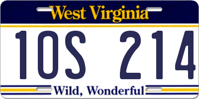 WV license plate 1OS214