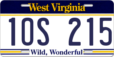 WV license plate 1OS215