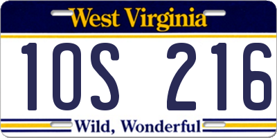 WV license plate 1OS216