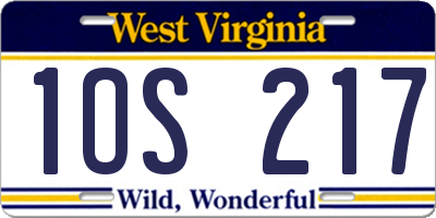 WV license plate 1OS217