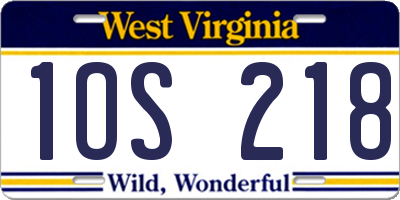 WV license plate 1OS218