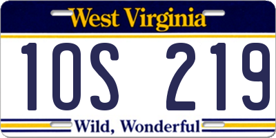 WV license plate 1OS219