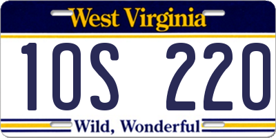 WV license plate 1OS220
