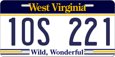 WV license plate 1OS221