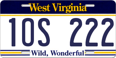 WV license plate 1OS222