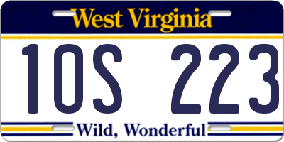WV license plate 1OS223